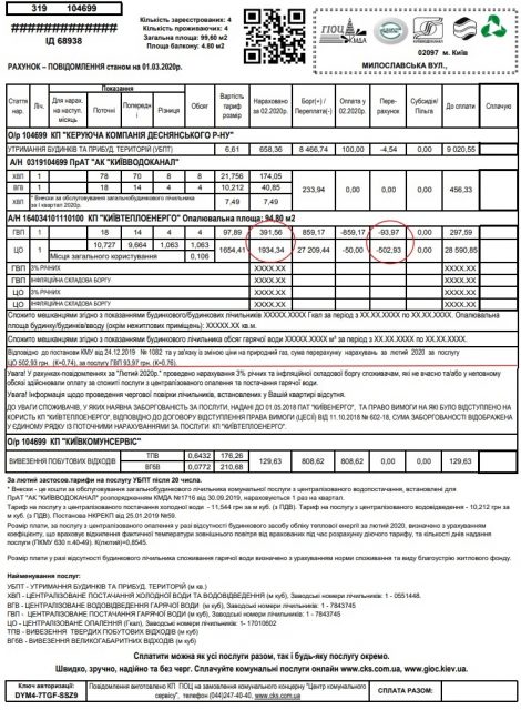 платіжка за опалення київ